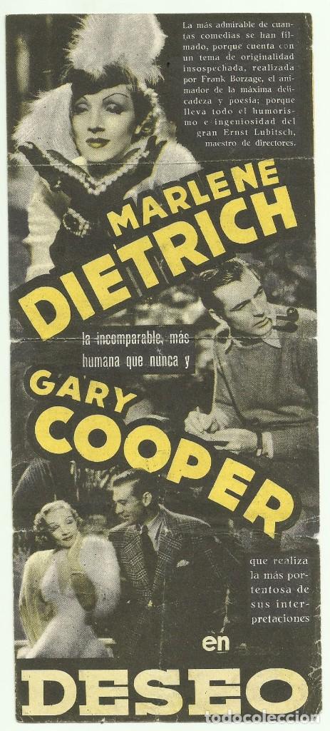 Cine: PTCC 047 DESEO PROGRAMA DOBLE PARAMOUNT azul GARY COOPER MARLENE DIETRICH B A&Ntilde;O DE LA VICTORIA - Foto 1