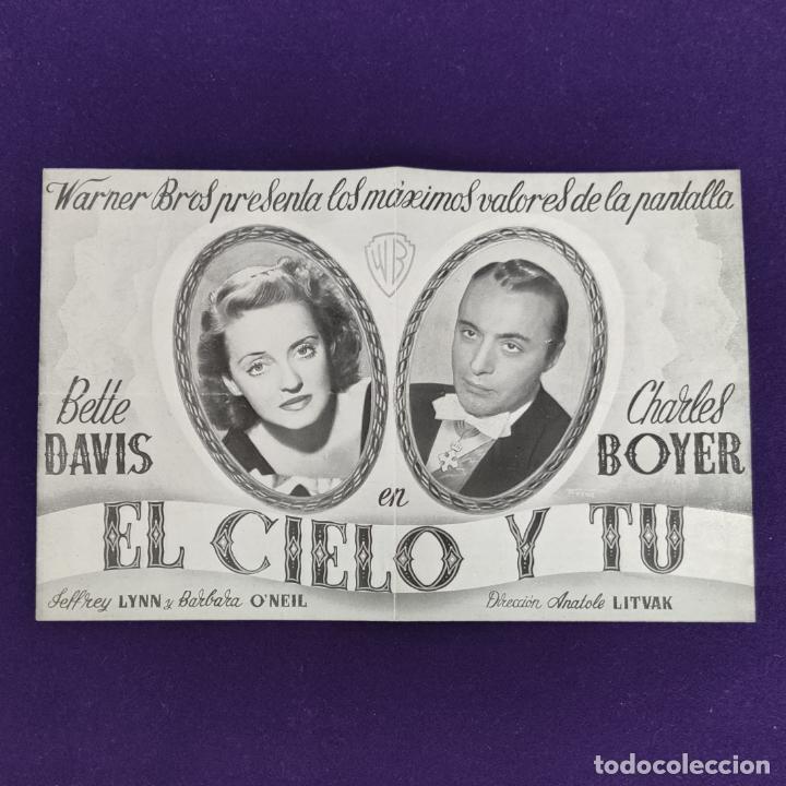 Cine: PROGRAMA DE CINE ORIGINAL. ZARAGOZA. CINE DORADO. EL CIELO Y TU. BETTE DAVIS. DOBLE. - Foto 1