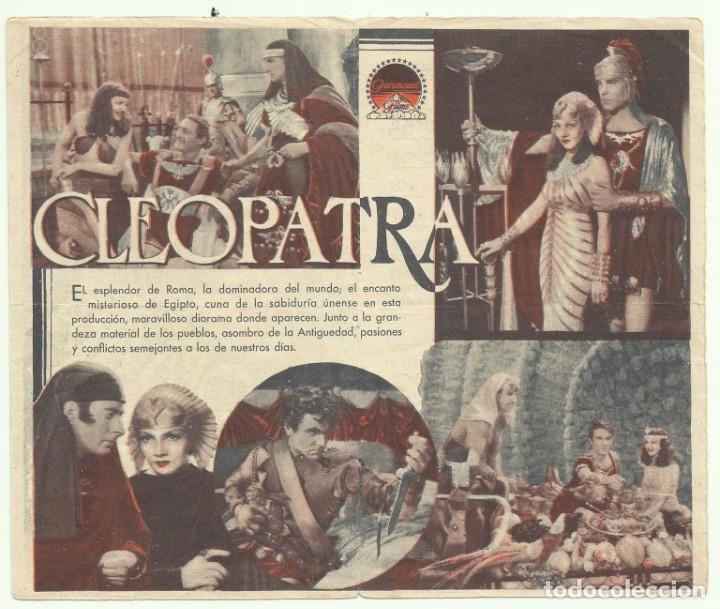 Cine: PTCC 048 CLEOPATRA PROGRAMA DOBLE PARAMOUNT CLAUDETTE COLBERT CECIL B. DEMILLE - Foto 2