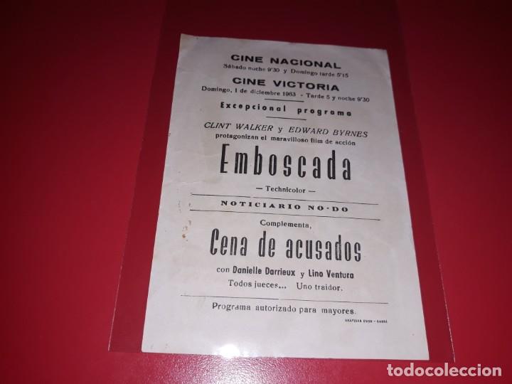 Cine: Emboscada. Publicidad al dorso. 1959. - Foto 2