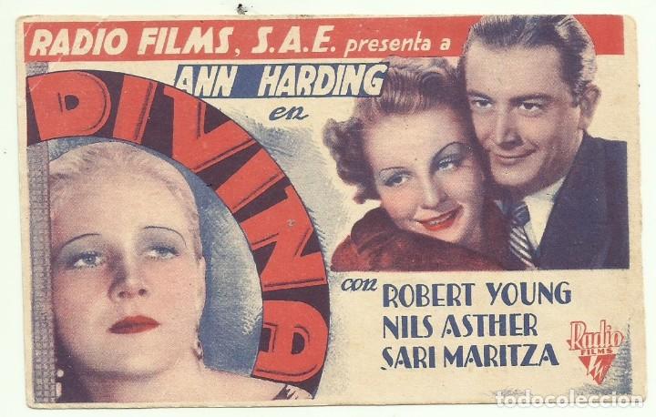 Cine: PTCC 050 DIVINA PROGRAMA TARJETA RKO ANN HARDING ROBERT YOUNG - Foto 1