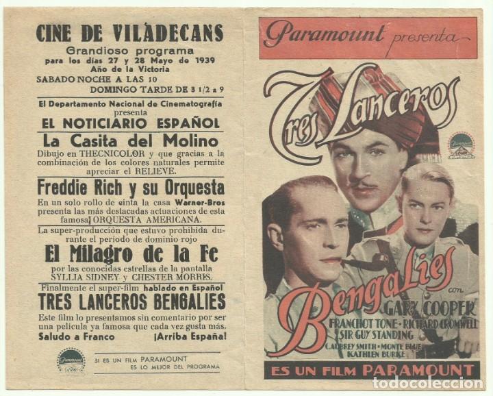 Cine: PTCC 050 TRES LANCEROS BENGALIES PROGRAMA DOBLE PARAMOUNT GARY COOPER B - Foto 1