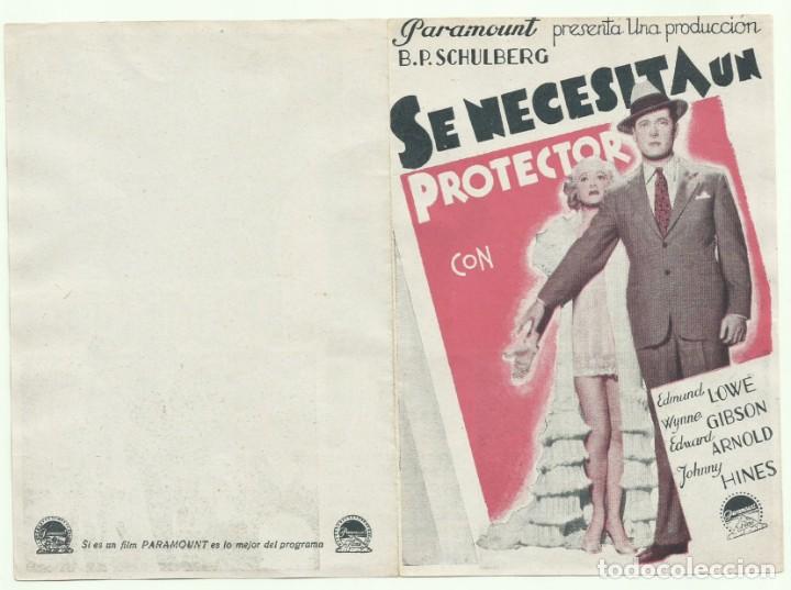 Cine: PTCC 053 SE NECESITA UN PROTECTOR PROGRAMA DOBLE PARAMOUNT EDMUND LOWE - Foto 1