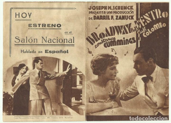  Flyers Publicitaires de films Anciens: PTCC 053 BROADWAY POR DENTRO PROGRAMA DOBLE CONSTANCE CUMMINGS RUSS COLOMBO