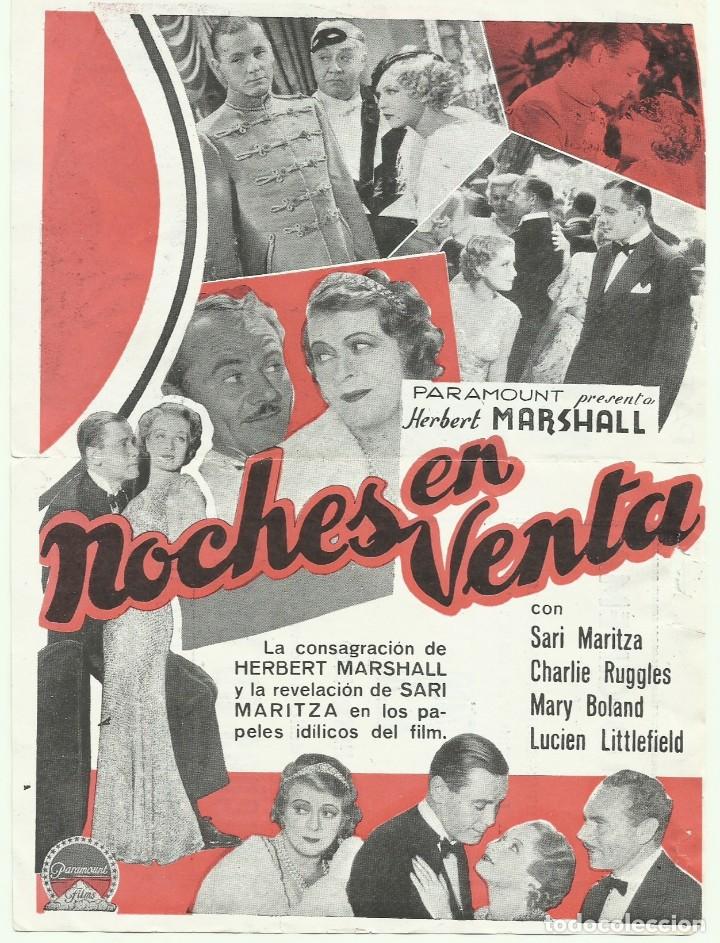 Cine: PTCC 053 NOCHES EN VENTA PROGRAMA DOBLE PARAMOUNT HERBERT MARSHALL SARI MARITZA MARY BOLAND - Foto 2