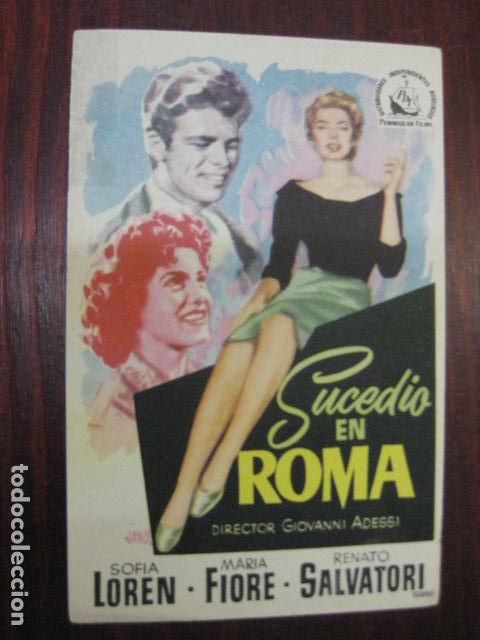 Cine: sucedio en roma - folleto mano original - sofia sophia loren renato salvatori maria fiore