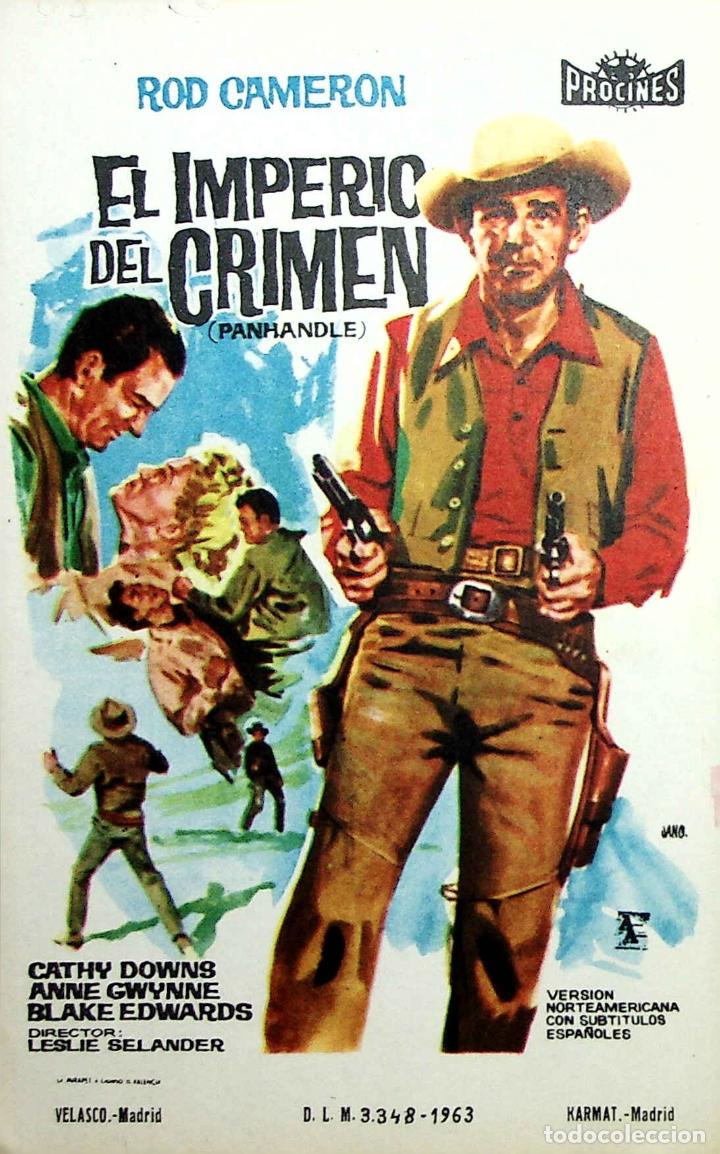 Cine: PROGRAMA DE MANO. EL IMPERIO DEL CRIMEN - PANHANDLE (Lesley Selander), 1963. ROD CAMERON CATHY DOWNS - Foto 1