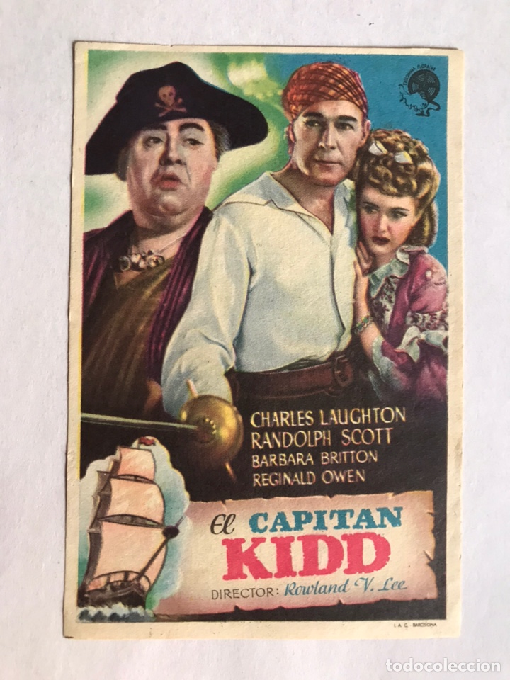 Cine: SEDAVI (Valencia) Cine Pompeya Folleto de Mano, EL CAPIT&Aacute;N KIDD (h.1945?)