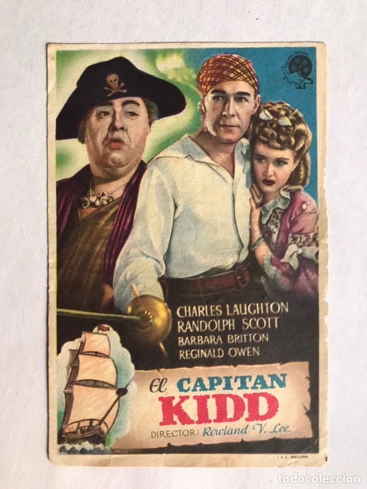 Cine: SEDAVI (Valencia) Cine Pompeya Folleto de Mano, EL CAPIT&Aacute;N KIDD (h.1945?)