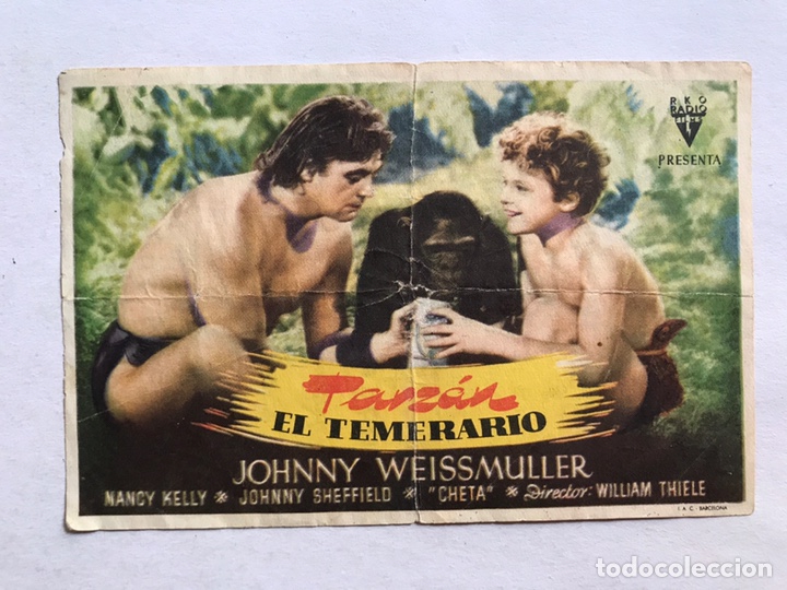Cine: SEDAVI (Valencia) Cine Pompeya Folleto de Mano, Johnny Weissmuller, TARZAN EL TEMERARIO