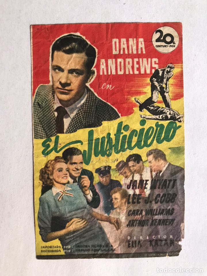 Cine: SEDAVI (Valencia) Cine Pompeya Folleto de Mano, EL JUSTICIERO (h.1945?)