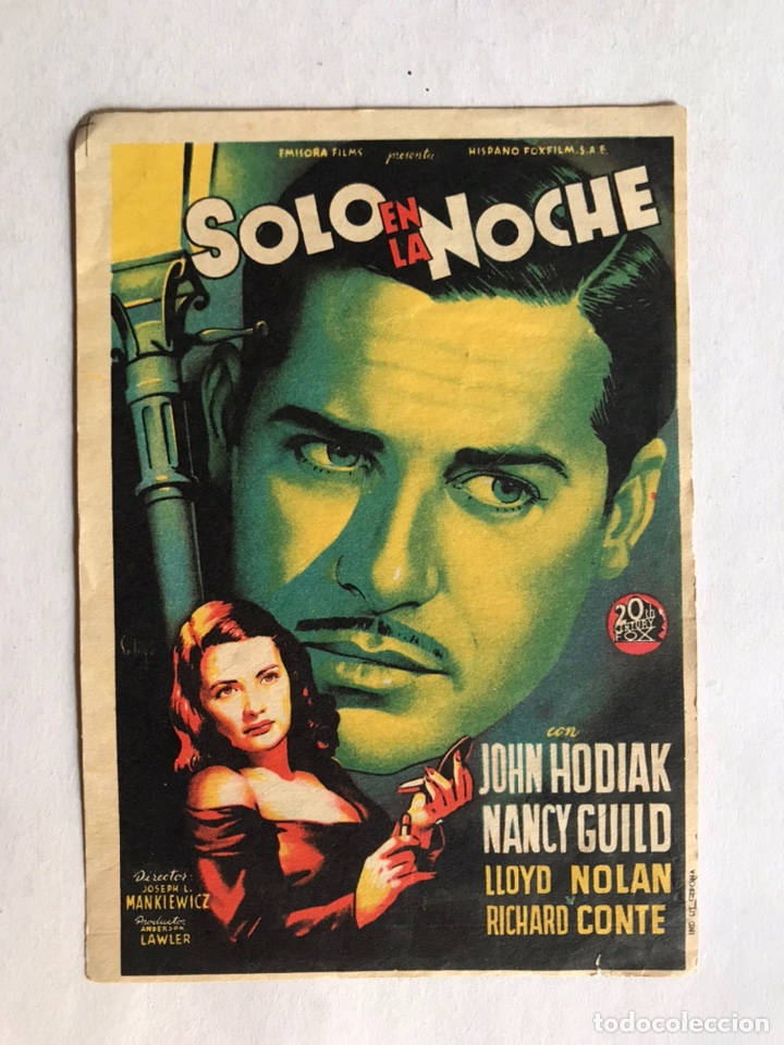 Cine: SEDAVI (Valencia) Cine Pompeya Folleto de Mano, SOLO EN LA NOCHE (h.1945?)