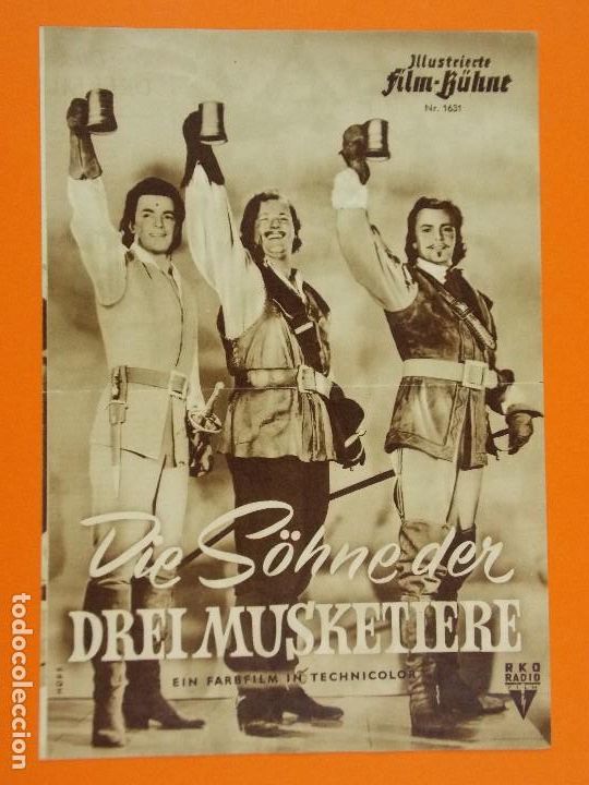  Flyers Publicitaires de films Anciens: PROGRAMA CINE EN ALEMAN - DIE SOHNE DER DREI MUSKETIERE - A&Ntilde;O 1952... L1219