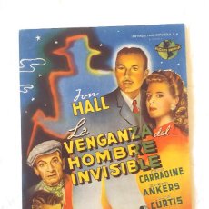 Cine: LA VENGANZA DEL HOMBRE INVISIBLE AÑO 1946 TEATRO CINE VICH. Lote 207265945
