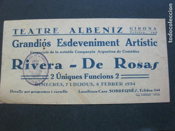  Flyers Publicitaires de films Anciens: GIRONA-TEATRE ALBENIZ-RIVERA DE ROSAS-A&Ntilde;O 1934-PROGRAMA DE CINE-VER FOTOS-(V-20.389)