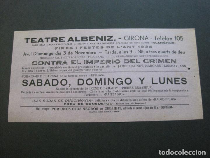  Flyers Publicitaires de films Anciens: GIRONA-TEATRE ALBENIZ-CONTRA EL IMPERIO DEL CRIMEN-A&Ntilde;O 1935-PROGRAMA DE CINE-VER FOTOS-(V-20.393)