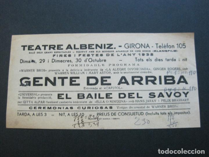  Flyers Publicitaires de films Anciens: GIRONA-TEATRE ALBENIZ-GENTE DE ARRIBA-BAILE DEL SAVOY-A&Ntilde;O 1935-PROGRAMA DE CINE-VER FOTOS-(V-20.394)