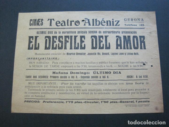 Cine: GIRONA-TEATRE ALBENIZ-EL DESFILE DEL AMOR-A&Ntilde;OS 30-PROGRAMA DE CINE-VER FOTOS-(V-20.401)
