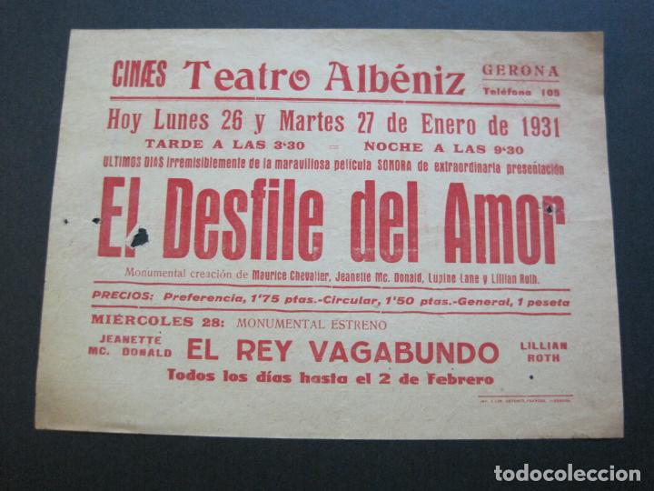Cine: GIRONA-TEATRE ALBENIZ-EL DESFILE DEL AMOR-A&Ntilde;O 1931-PROGRAMA DE CINE-VER FOTOS-(V-20.402)