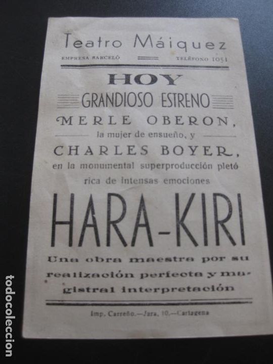 Cine: PROGRAMA DE CINE. HARA KIRI. CHARLES BOYER - Foto 2