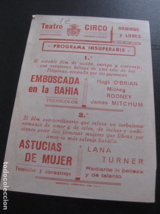 Cine: PROGRAMA DE CINE. ASTUCIAS DE MUJER. LANA TURNER. - Foto 2