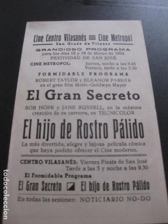 Cine: PROGRAMA DE CINE . EL GRAN SECRETO. ROBERT TAYLOR. - Foto 2