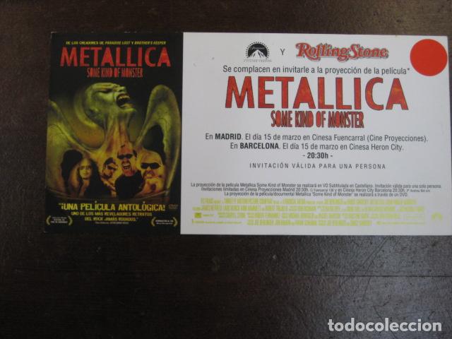 Cine: metallica some kind of monster - folleto mano invitacion preestreno - James Hetfield