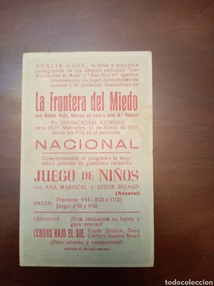 Cine: Programa de cine, la frontera del miedo, con publicidad al dorso - Foto 2