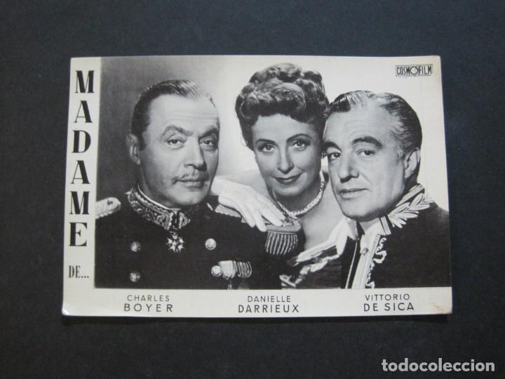 Cine: MADAME-CHARLES BOYER,DANIELLE DARRIEUX & VITTORIO DE SICA-PROGRAMA CINE-VER FOTOS-(71.693)