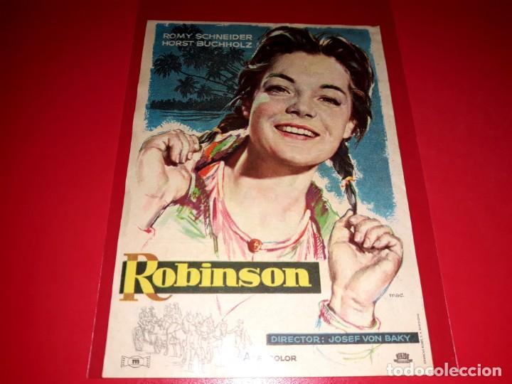 Folhetos de m&atilde;o de filmes antigos de cinema: Robinson con Romy Sheneider Publicidad al dorso. A&ntilde;o 1957