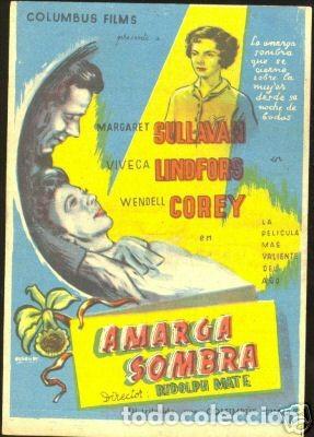 Foglietti di film di film antichi di cinema: Amarga sombra con publicidad Cine Cardenio Ayamonte