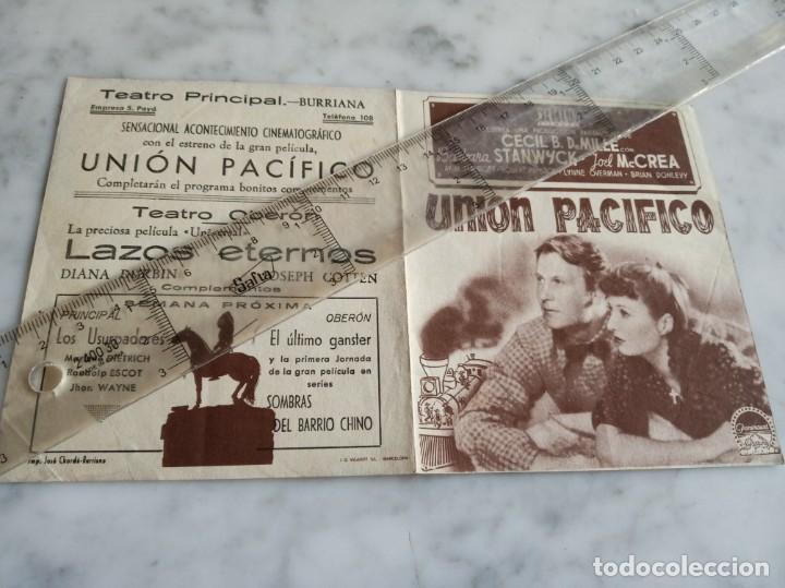  Flyers Publicitaires de films Anciens: folleto de mano UNI&Oacute;N PAC&Iacute;FICO - BARBARA STANWYCK, JOEL MCCREA - teatro prncipal burriana