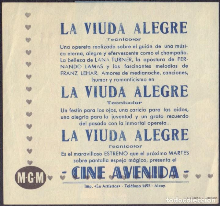 Cine: Programa doble de LA VIUDA ALEGRE (1952) - Cine Avenida de Alcoy - Foto 2