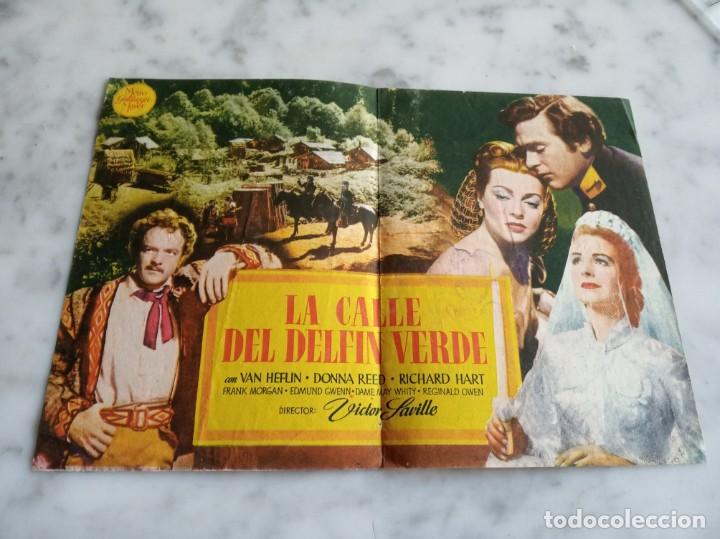  Flyers Publicitaires de films Anciens: folleto de mano doble - la calle del delfin verde - lana turner - cine rex - castellon