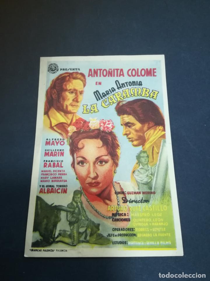 Foglietti di film di film antichi di cinema: PROGRAMA DE CINE. S/N. MARIA ANTONIA LA CARAMBA