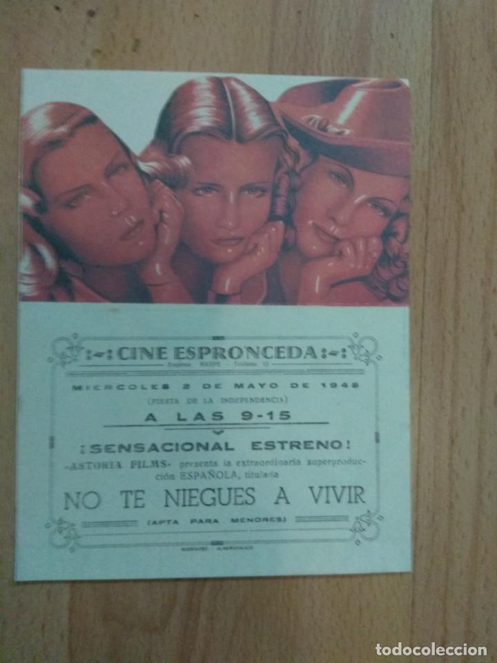 Cine: PROGRAMA DE CINE .. NO TE NIEGUES A VIVIR- DOBLE SIN TROQUELAR-PLANCHA