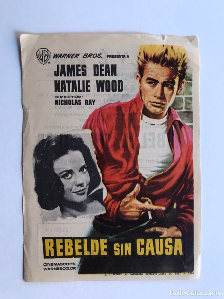Cine: MATAR&Oacute;, CINE CLAVE Folleto de Mano. REBELDE SIN CAUSA James Dean y Natalie Wood (a.1964)
