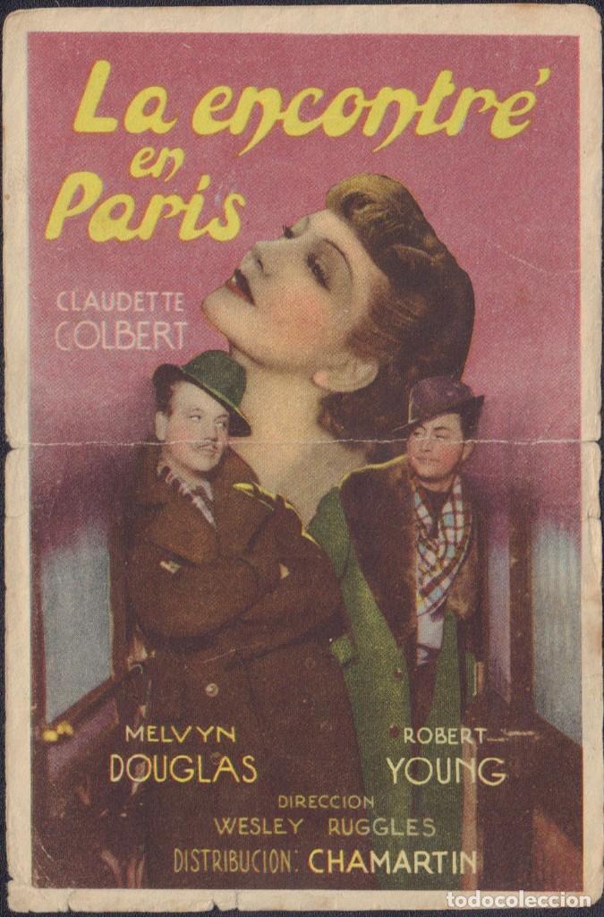 Cine: Programa sencillo de LA ENCONTR&Eacute; EN PAR&Iacute;S (1937), con Claudette Colbert y Melvyn Douglas - Foto 1