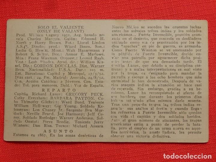 Cine: Solo el valiente Warner Bros 1951, programa con ficha t&eacute;cnica en trasera - Foto 2