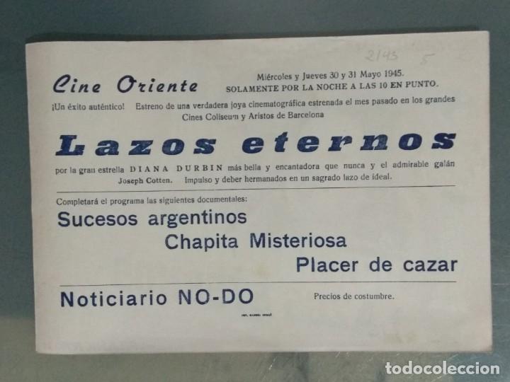 Cine: LAZOS ETERNOS - PROGRAMA DE MANO SENCILLO FORMATO GRANDE - Foto 2