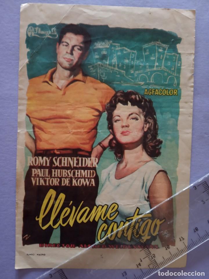 Folhetos de m&atilde;o de filmes antigos de cinema: folleto de mano - llevame contigo - romy schneider - cine capitol - castellon -