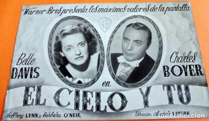 Cine: PRPGRAMA DE CINE - DOBLE - EL CIELO Y TU - CINE CARMEN - PALAM&Oacute;S - A&Ntilde;O 1946
