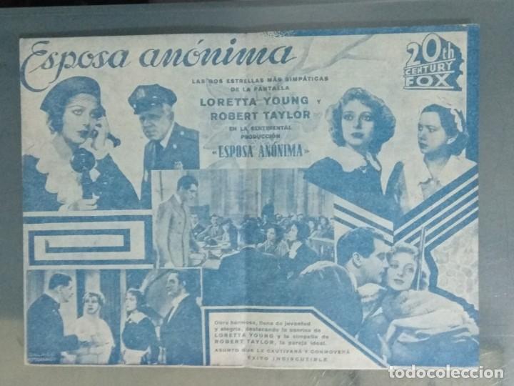 Cine: ESPOSA ANONIMA - PROGRAMA DOBLE DE MANO. - Foto 2