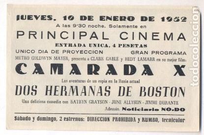 Cine: PROGRAMA ORIGINAL CON PUBLICIDAD -CAMARADA X - CLARK GABLE , HEDY LAMAR - IMPECABLE - Foto 2