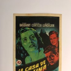 Cine: CINE HOLLYWOOD ALBALAT DE LA RIBERA, FOLLETO DE MANO, LA CASA DE LA COLINA (H.1950?). Lote 213754171