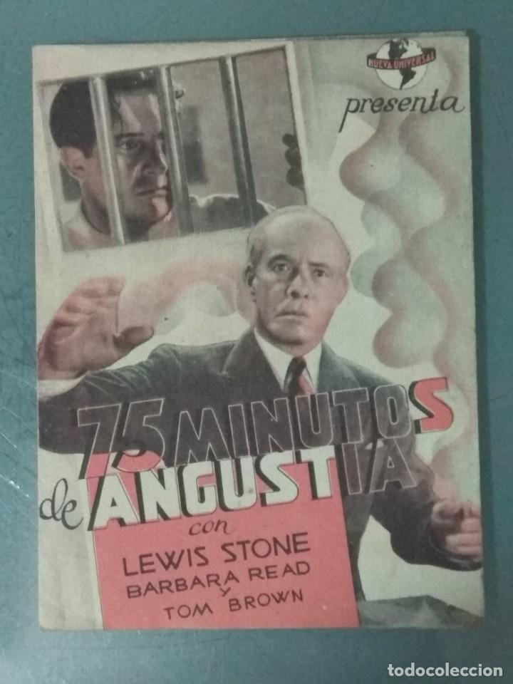 Cine: 75 MINUTOS DE ANGUSTIA - PROGRAMA DE MANO DOBLE. - Foto 1