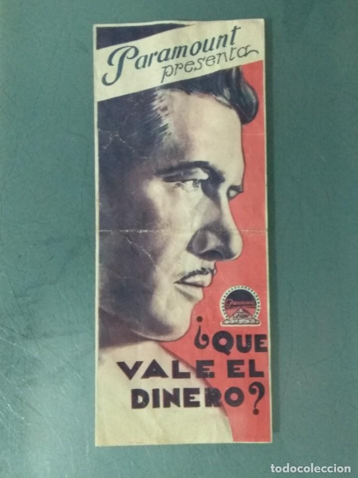 Cine: QUE VALE EL DINERO - PROGRAMA DE MANO DOBLE. - Foto 1