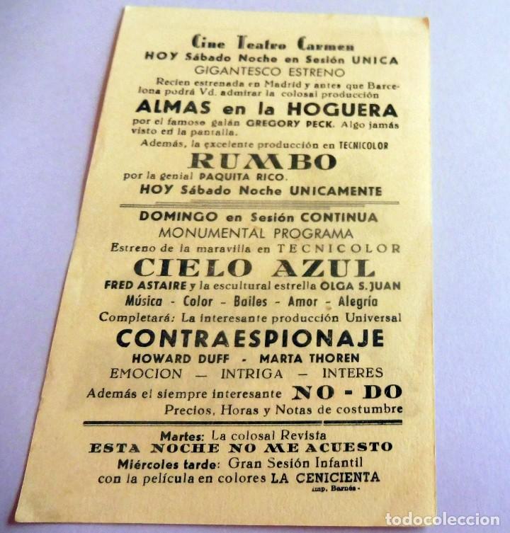 Cine: PROGRAMA DE CINE - ALMAS EN LA HOGUERA - CINE CARMEN - PALAM&Oacute;S - - Foto 2