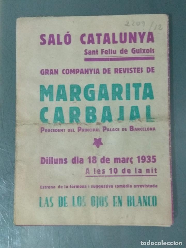 Cine: MARGARITA CARBAJAL EN LAS DE LOS OJOS EN BLANCO - PROGRAMA DE MANO - Foto 2