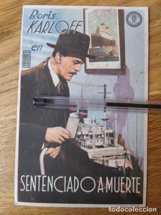  Foglietti di film di film antichi di cinema: Cartelera de mano pel&iacute;cula Sentenciado a muerte, Boris Karloff, cine espa&ntilde;ol Mislata Valencia